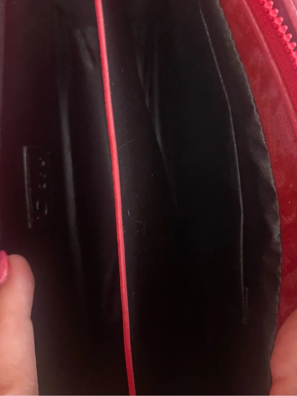 Luxe’ Red Quilted Crossbody with Studded Logo Pattern